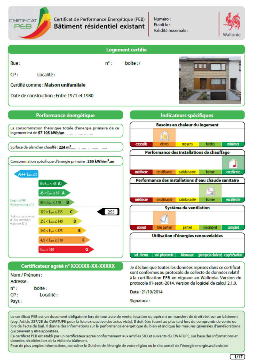 certificat PEB